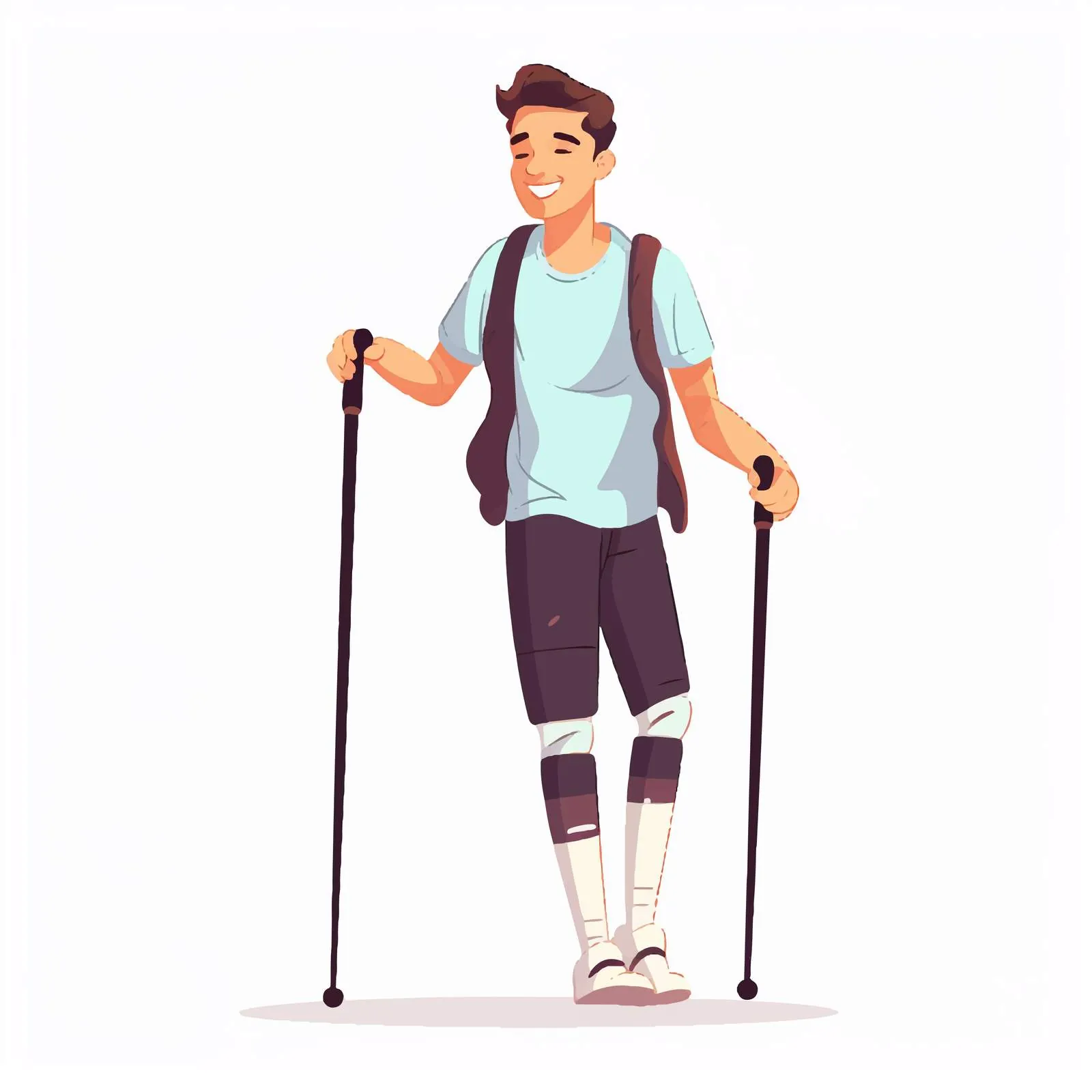 Happy Young Man Walking with Crutches — free download from Dotvec