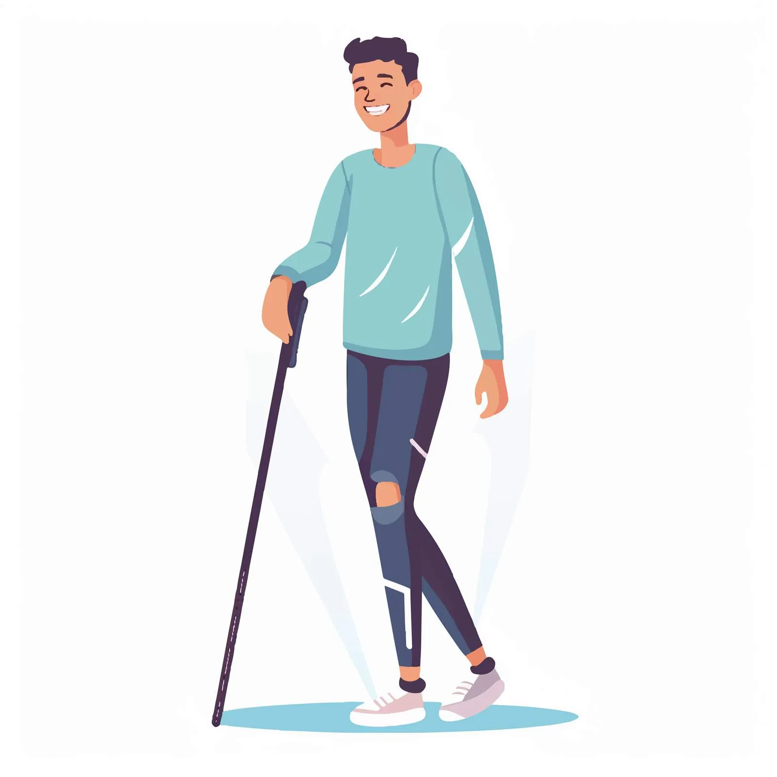 Happy Young Man Walking with Crutches — free download from Dotvec