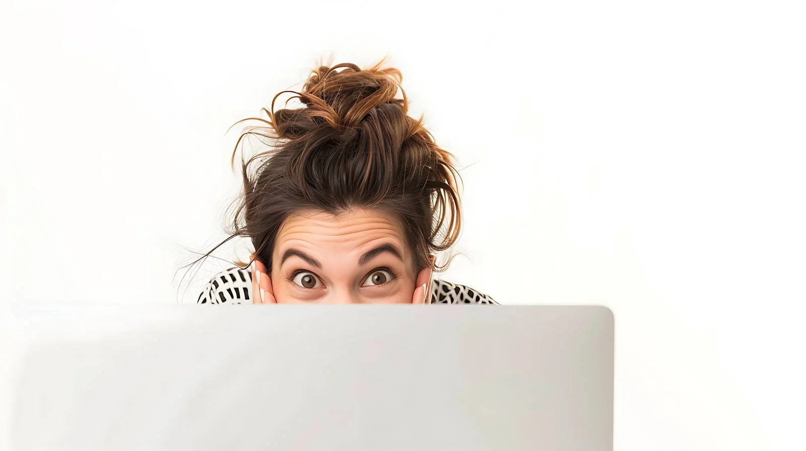 Curious Woman Peeking Computer Screen — free download from Dotvec