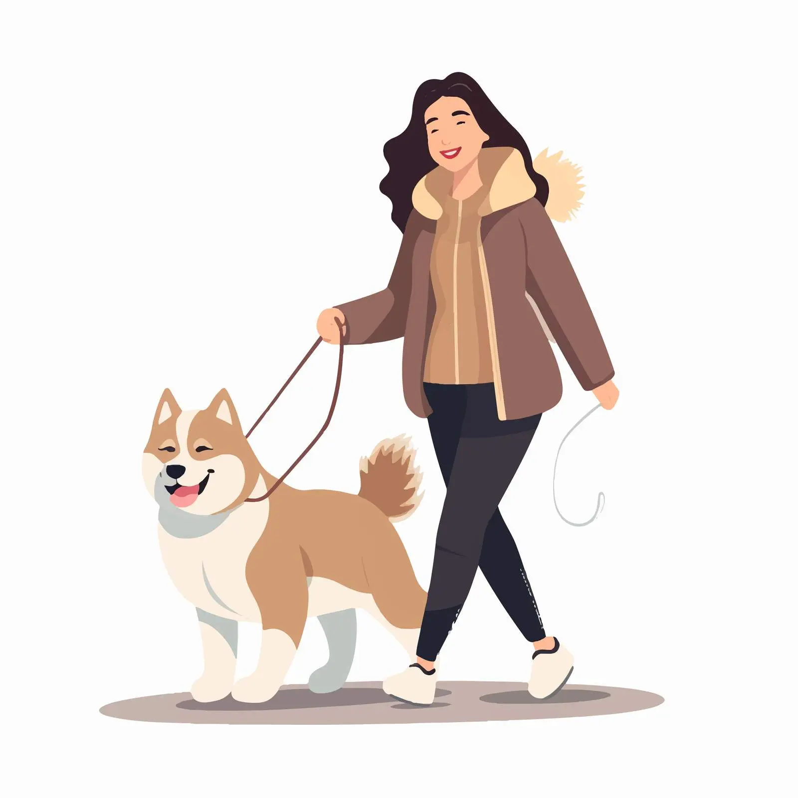 Young Woman Walking Her Dog Outdoors – free leash image from Dotvec