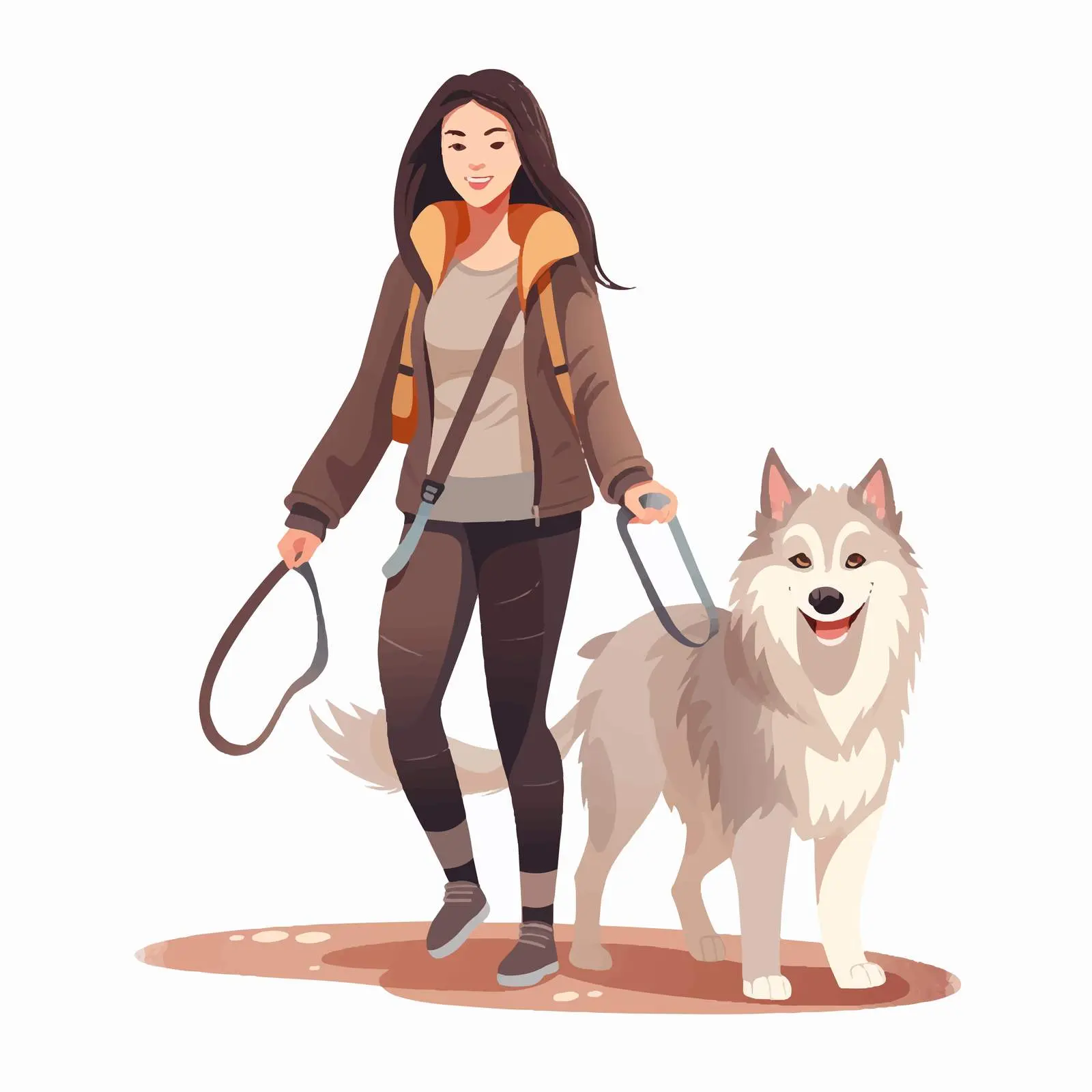Young Woman Walking Her Dog in Nature – free dog walking image from Dotvec
