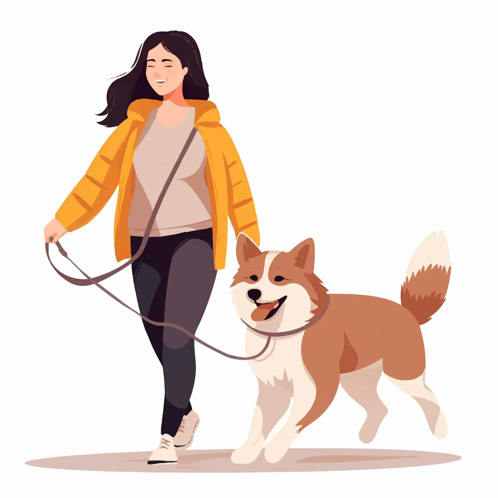 Happy Young Woman Walking Her Dog — free download from Dotvec