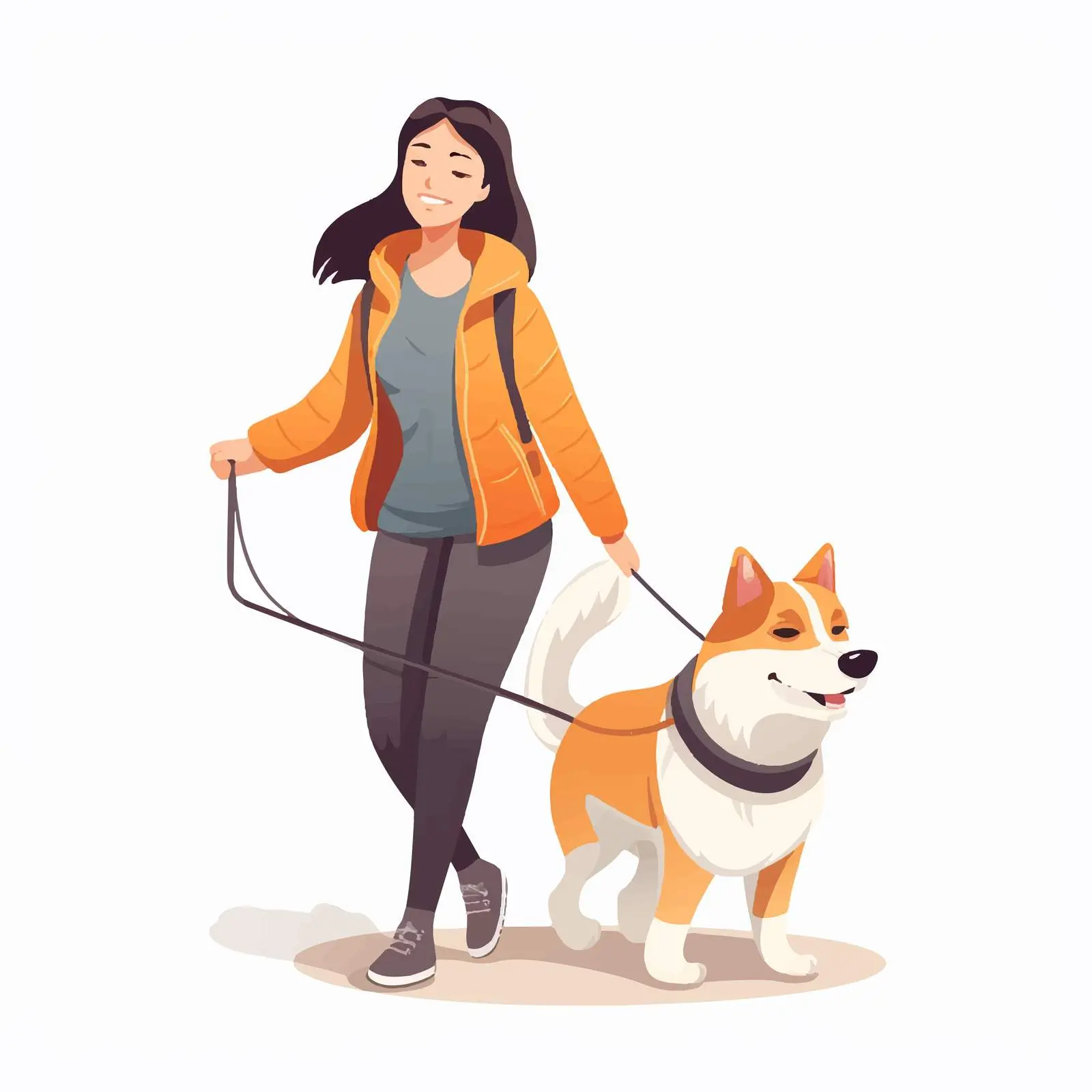 Young Woman Walking Her Dog Outdoors — free download from Dotvec
