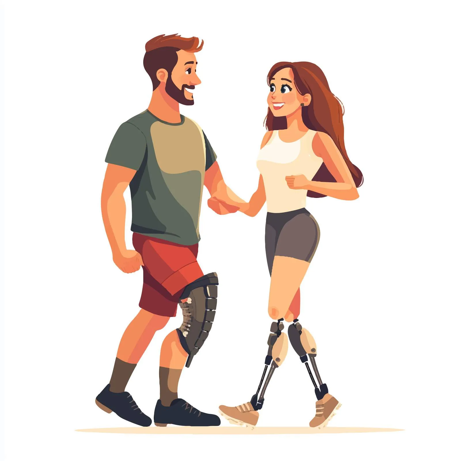 Happy Woman with Prosthetic Leg and Man – free sociability image from Dotvec