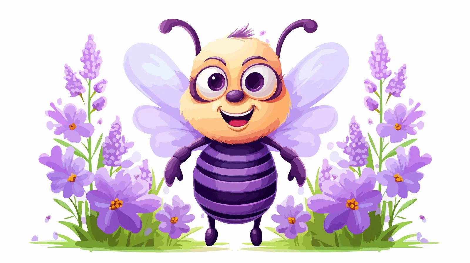 Cheerful Bee Cartoon Vector Illustration — free download from Dotvec