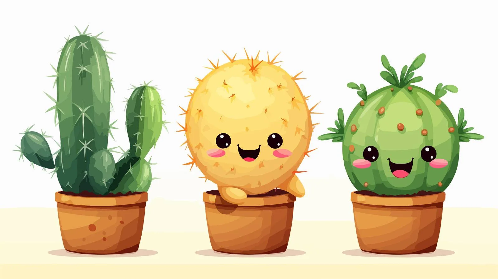 Cheerful Cactus Cartoon Vector Illustration — free download from Dotvec