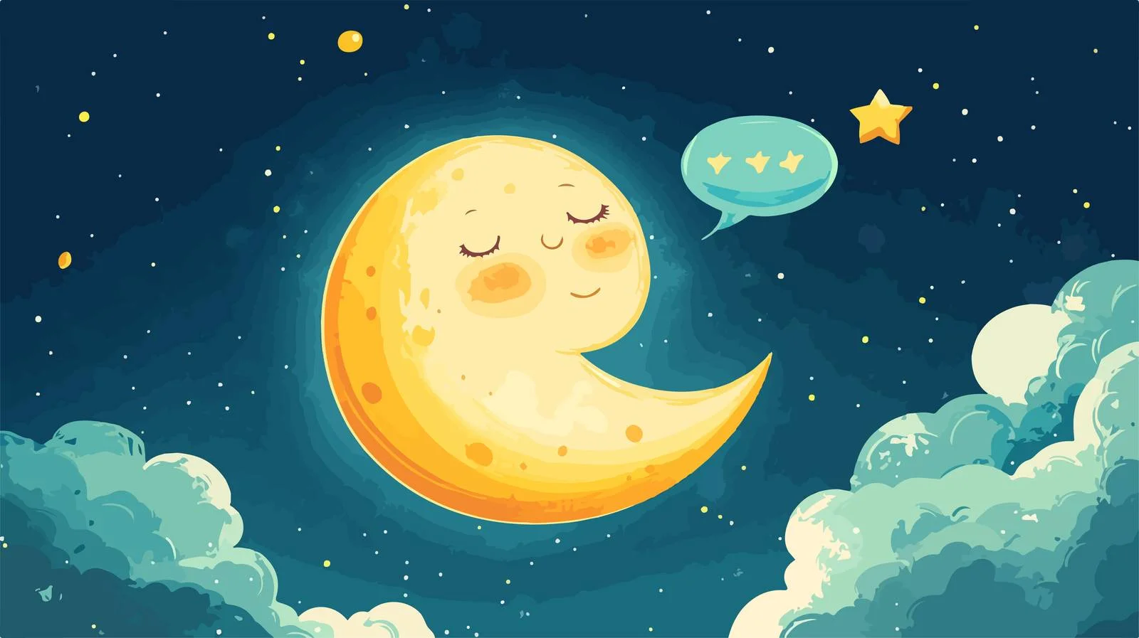 Joyful Moon with Speech Bubble Vector — free download from Dotvec