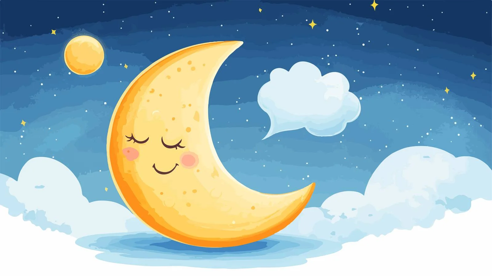 Cheerful Moon with Speech Bubble — free download from Dotvec