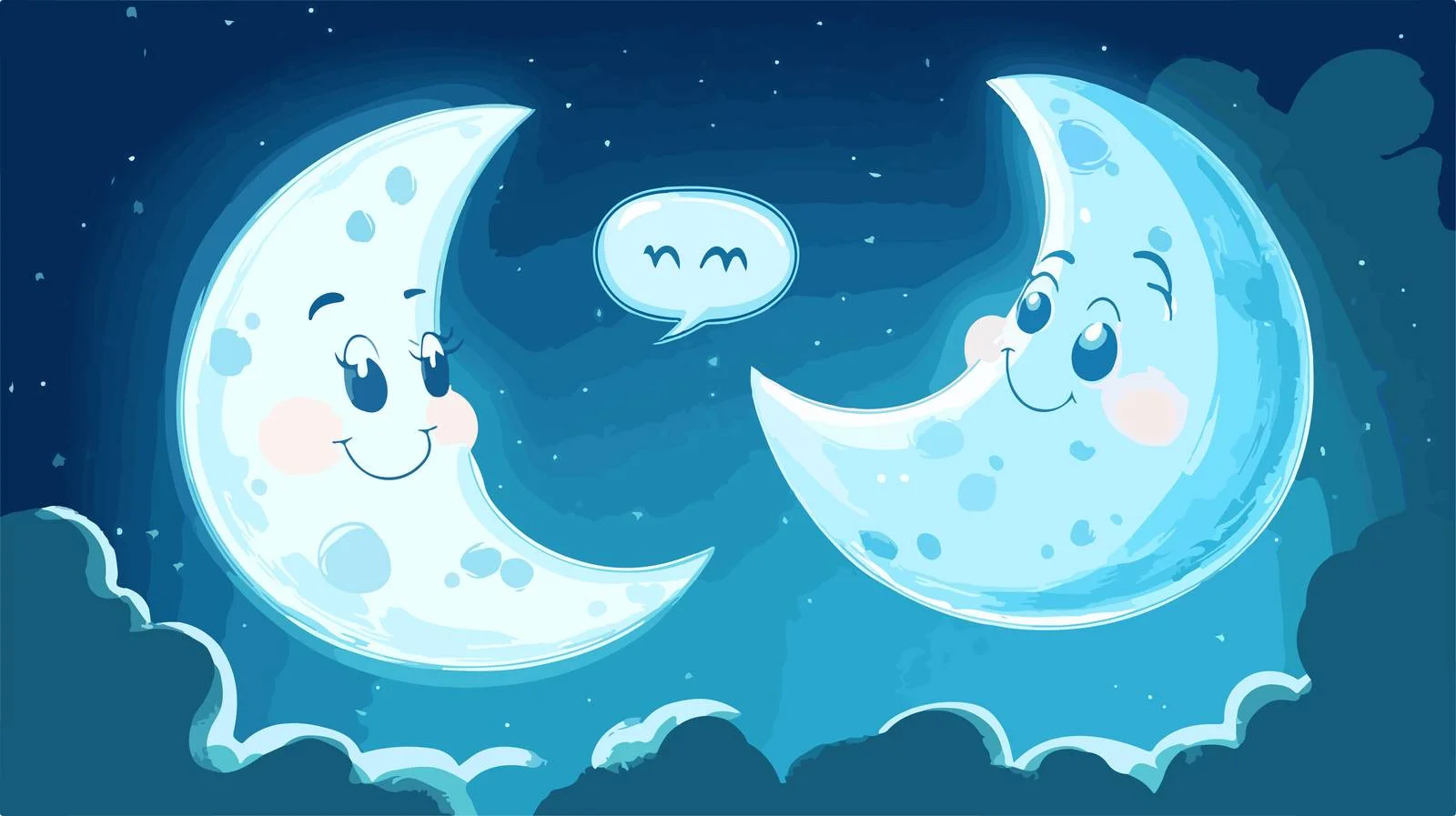 Cheerful Moon with Speech Bubble — free download from Dotvec