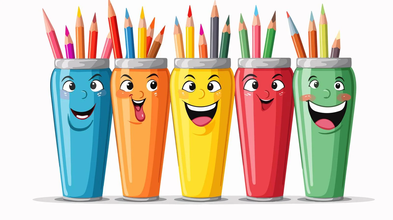 Joyful Pencil Mascot with Color Variety — free download from Dotvec