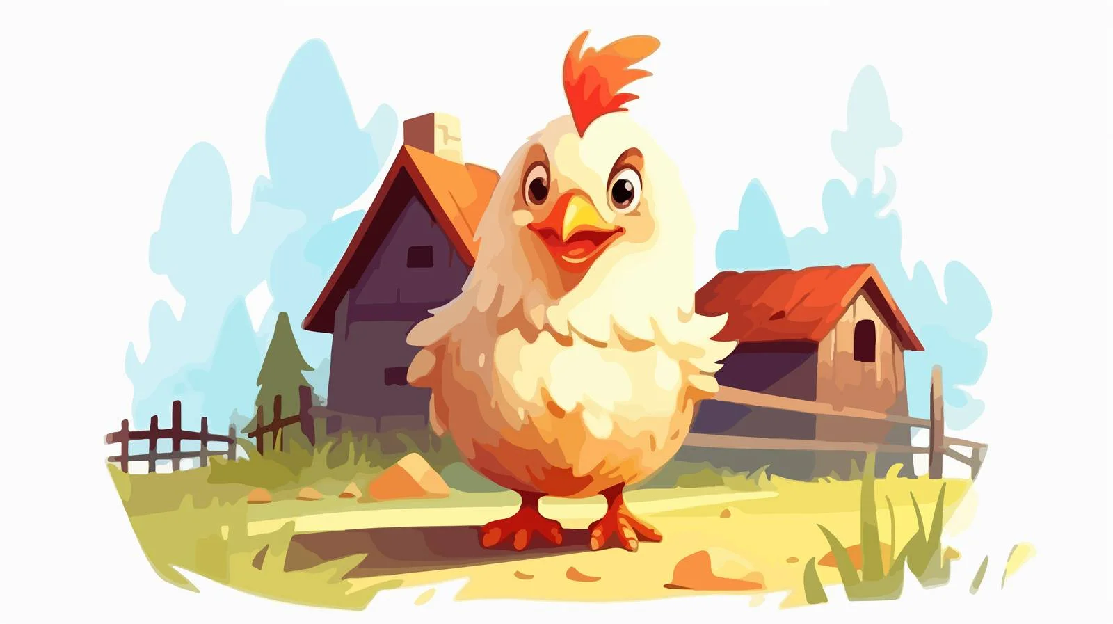 Charming Village Chicken Cartoons — free download from Dotvec