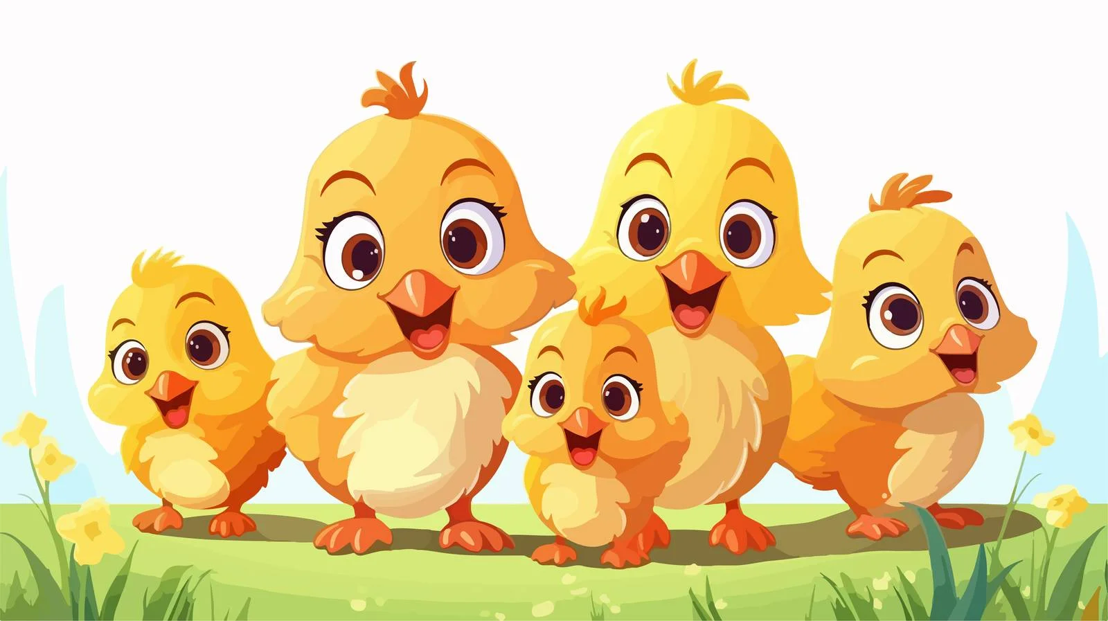 Joyful Chicken Flock in Green Field — free download from Dotvec