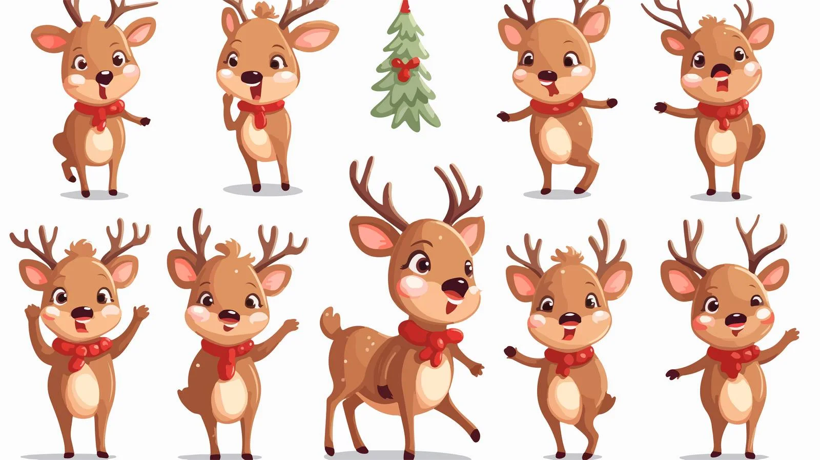 Adorable Christmas Deer Emotions Collection — free download from Dotvec