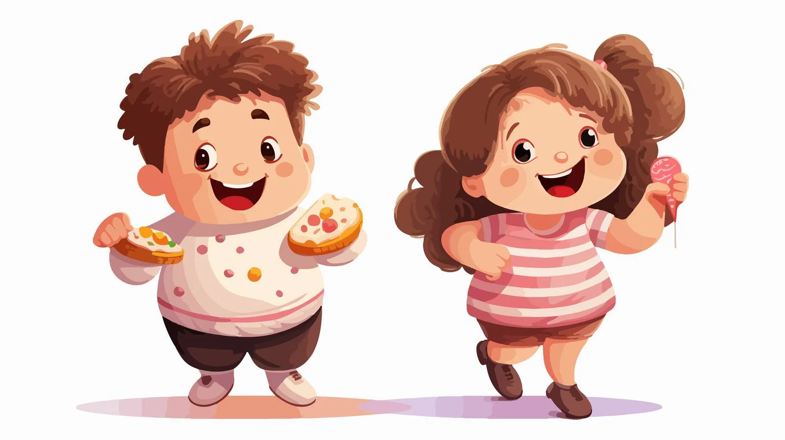 Happy Cute Unhealthy Kids Cartoon Characters — free download from Dotvec