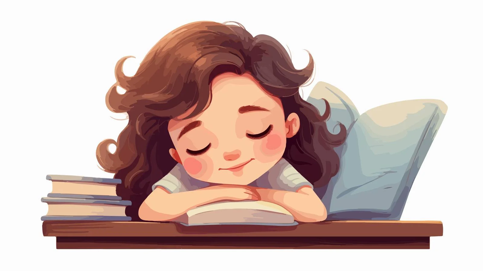 Studious Girl Cartoon Napping in Class — free download from Dotvec