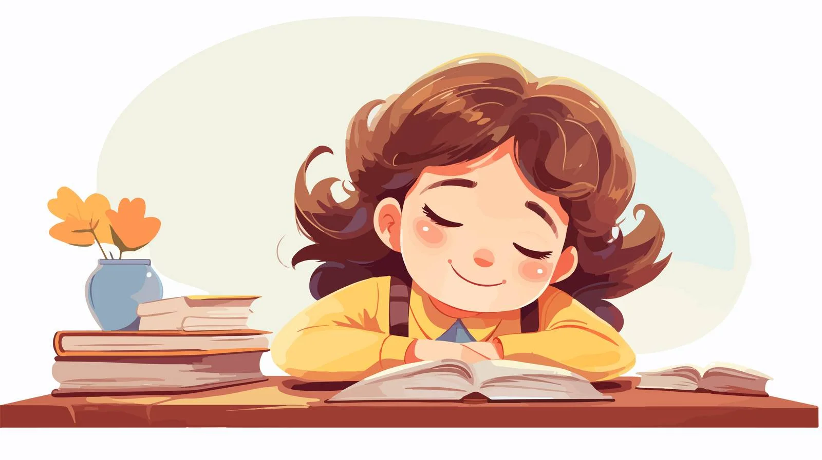 Adorable Girl Napping in Classroom Cartoon — free download from Dotvec
