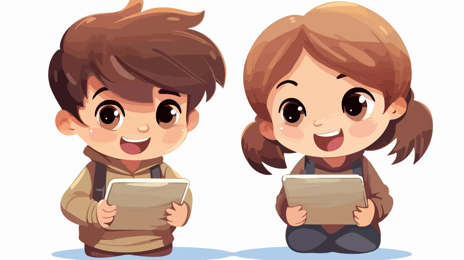 Adorable Kids Tablet Cartoon Interaction — free download from Dotvec