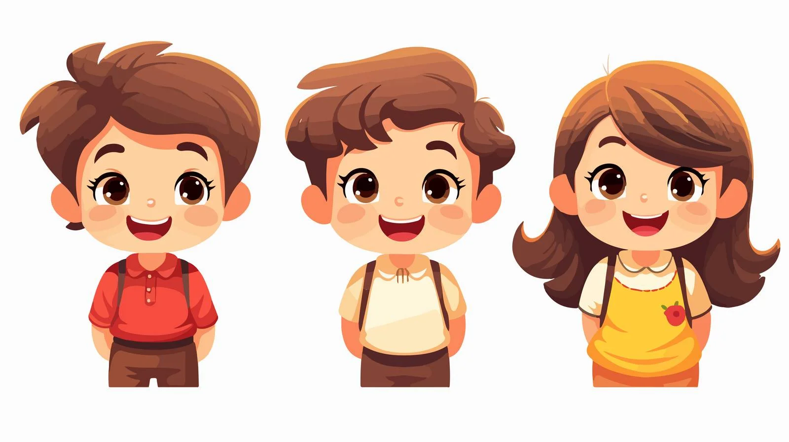 Smiling Kids with Car Expression Set — free download from Dotvec