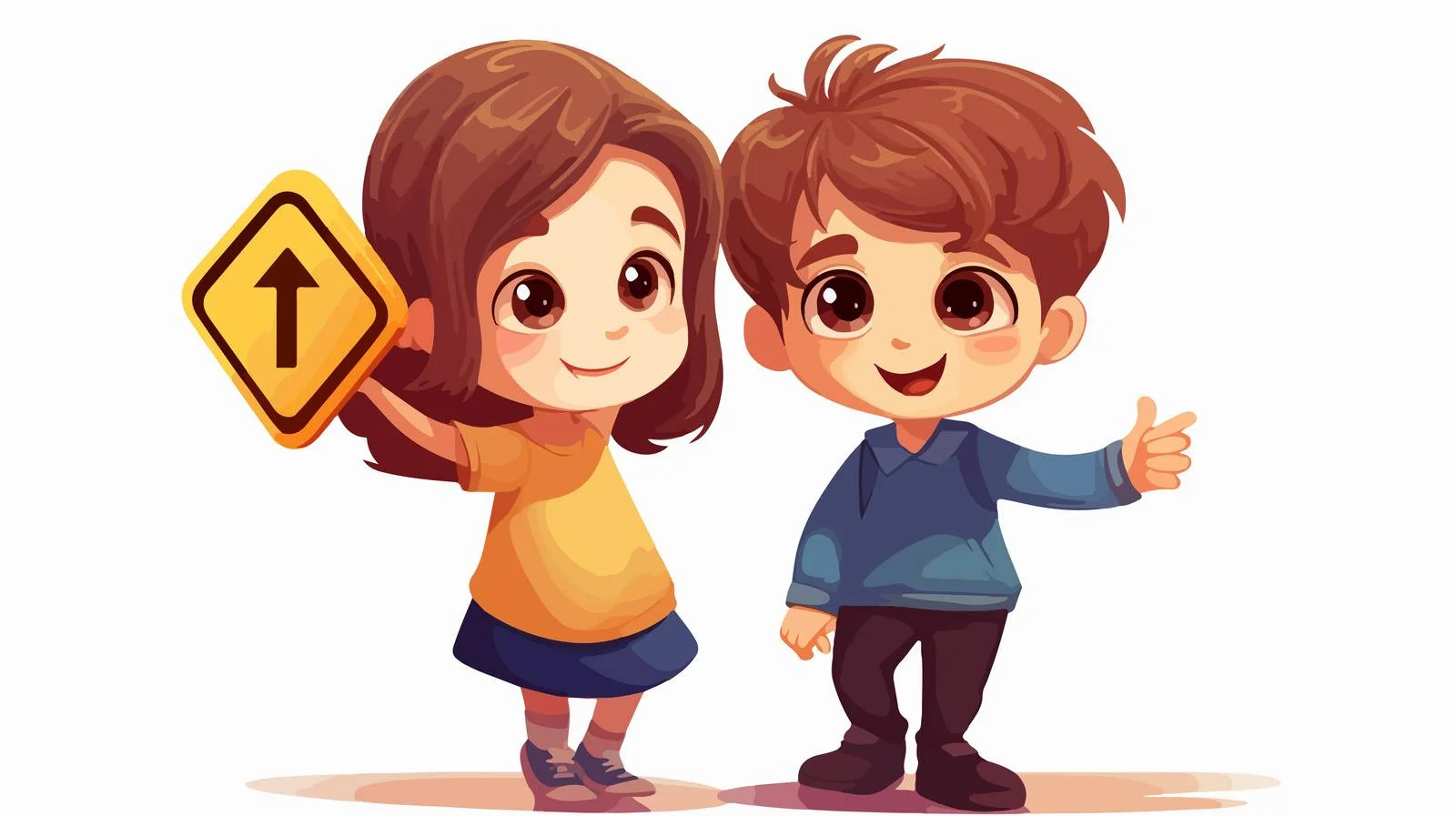 Joyful Kids with Traffic Sign Cartoon — free download from Dotvec
