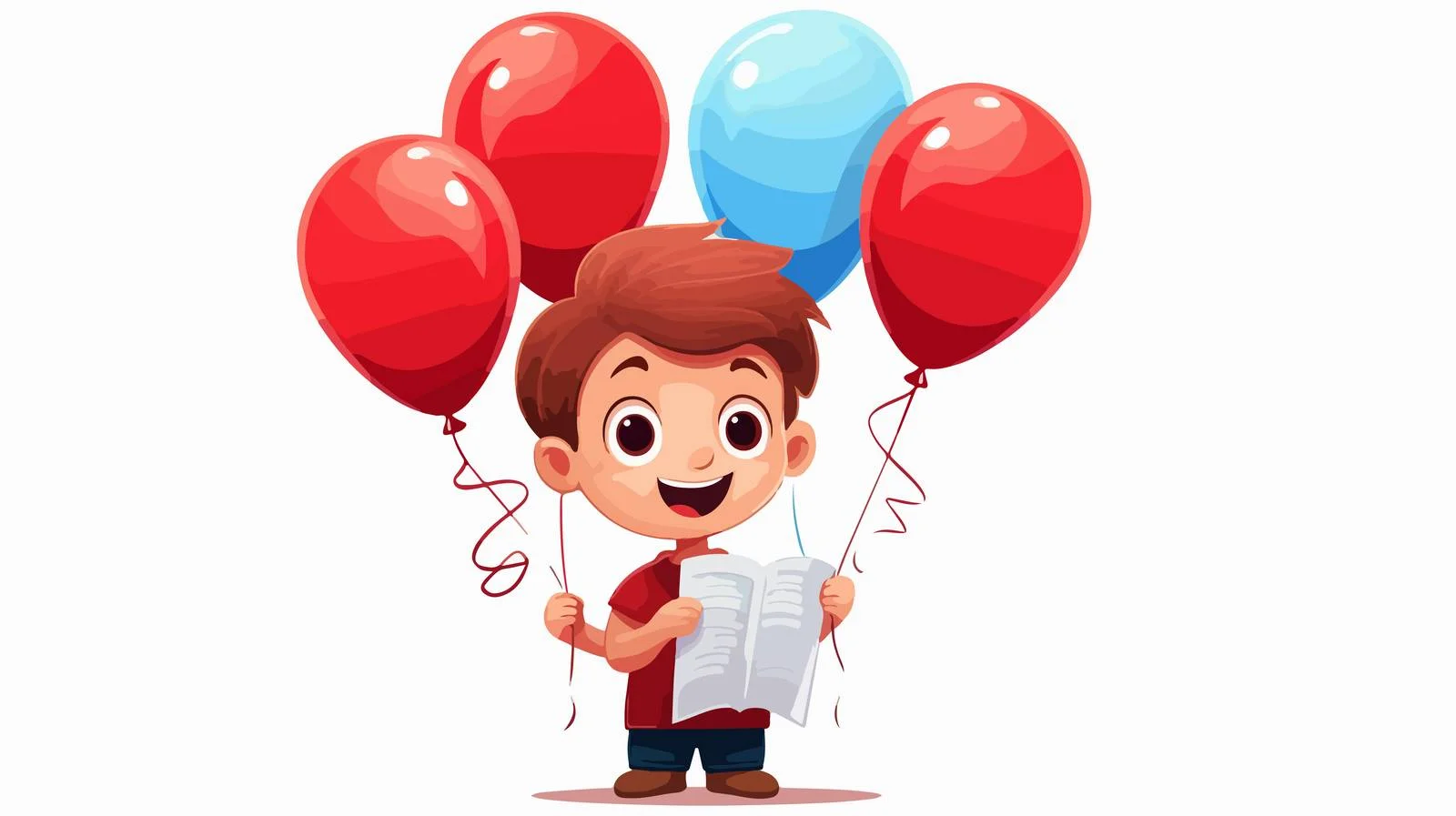 Joyful Boy with Book Balloon Cartoon — free download from Dotvec