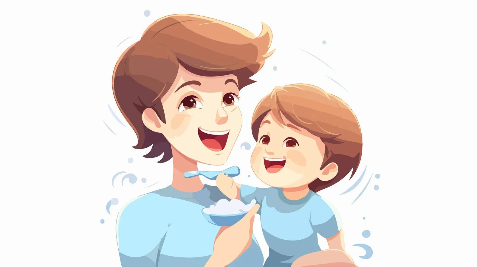 Boy and Mom Cartoon Brush Teeth — free download from Dotvec