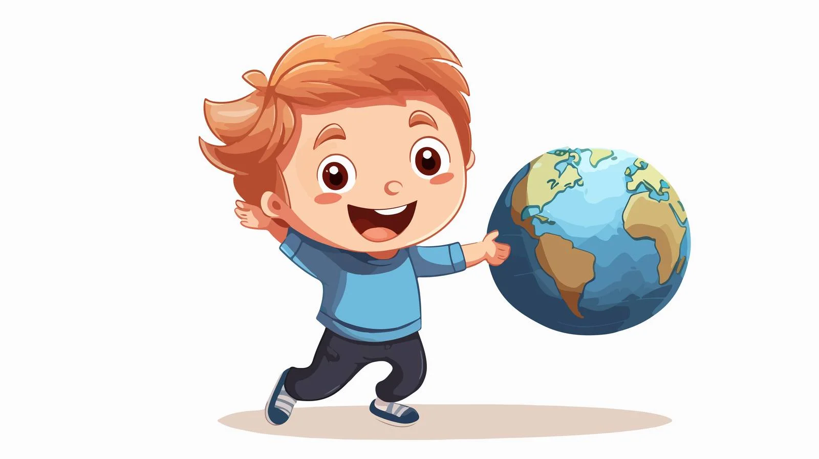 Cheerful Kid with Earth Globe Cartoon free images image from Dotvec