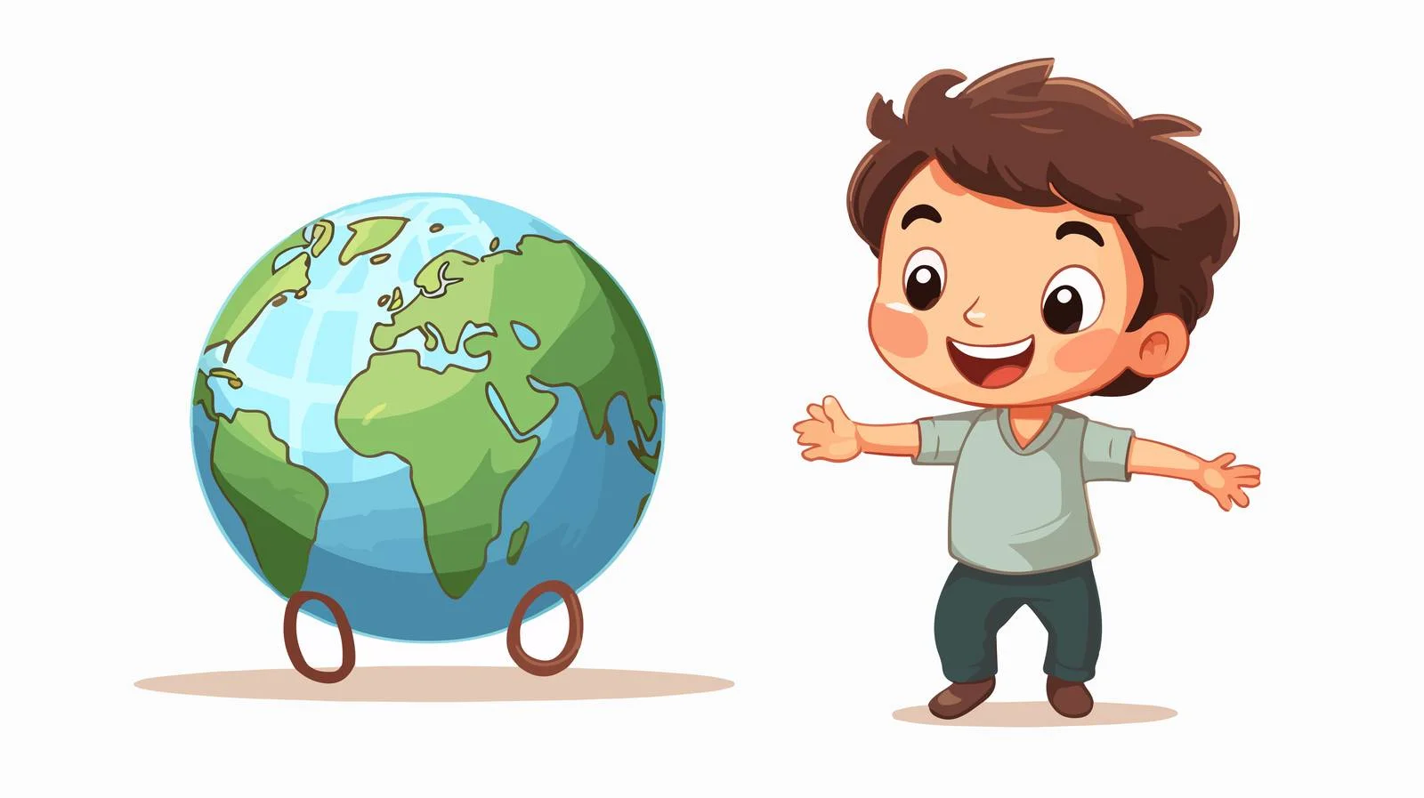 Kid with Globe Cartoon Vector Illustration — free download from Dotvec