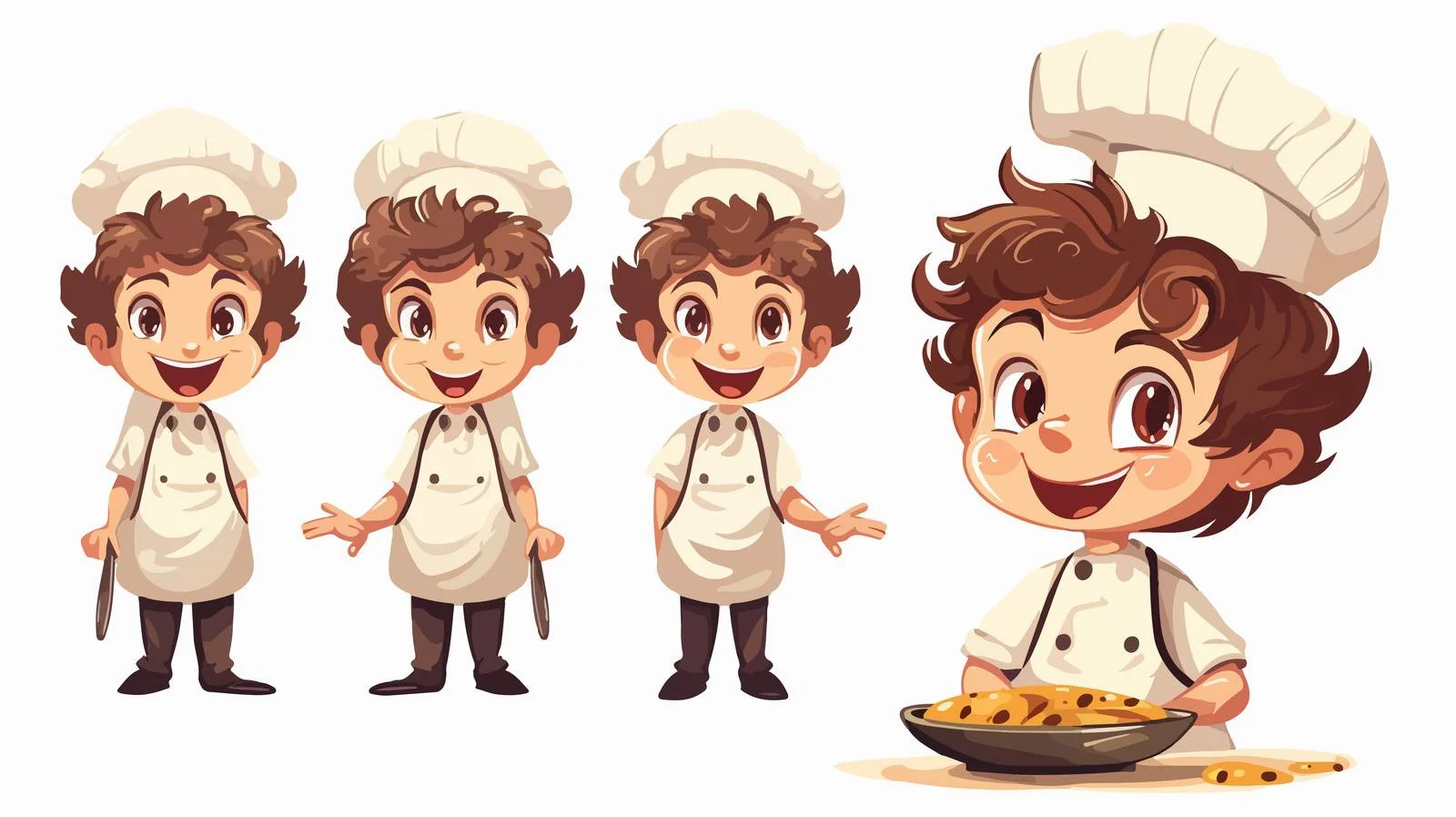 Kid Chef in Cartoon Kitchen Scene — free download from Dotvec
