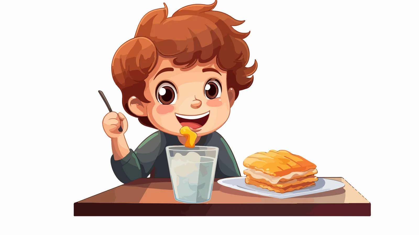 Joyful Kid Lunch Cartoon Vector Illustration — free download from Dotvec
