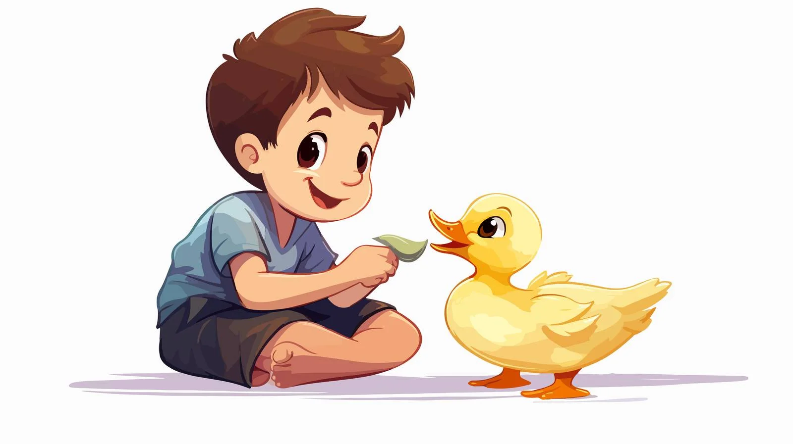 Child Feeding Duck Cartoon Vector Illustration — free download from Dotvec