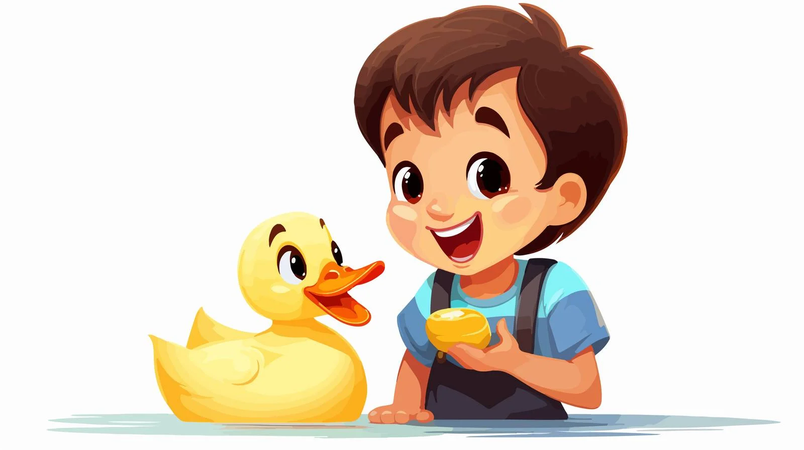 Cheerful Boy Feeding Duck Cartoon Illustration — free download from Dotvec