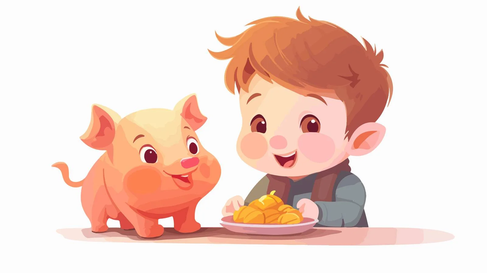 Kid Feeding Pig Cartoon Vector Illustration — free download from Dotvec