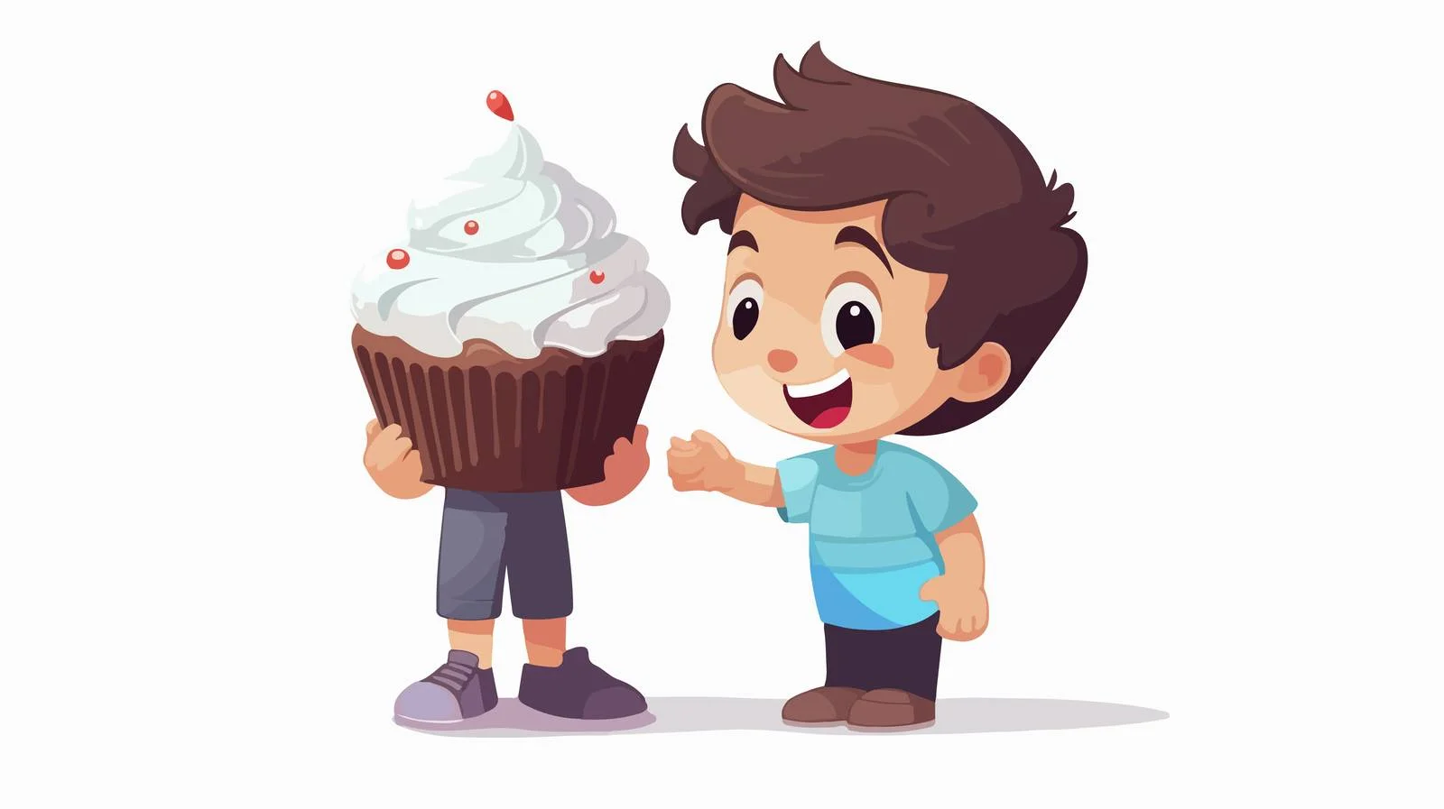 Joyful Kid Sharing Cupcake Cartoon Vector — free download from Dotvec