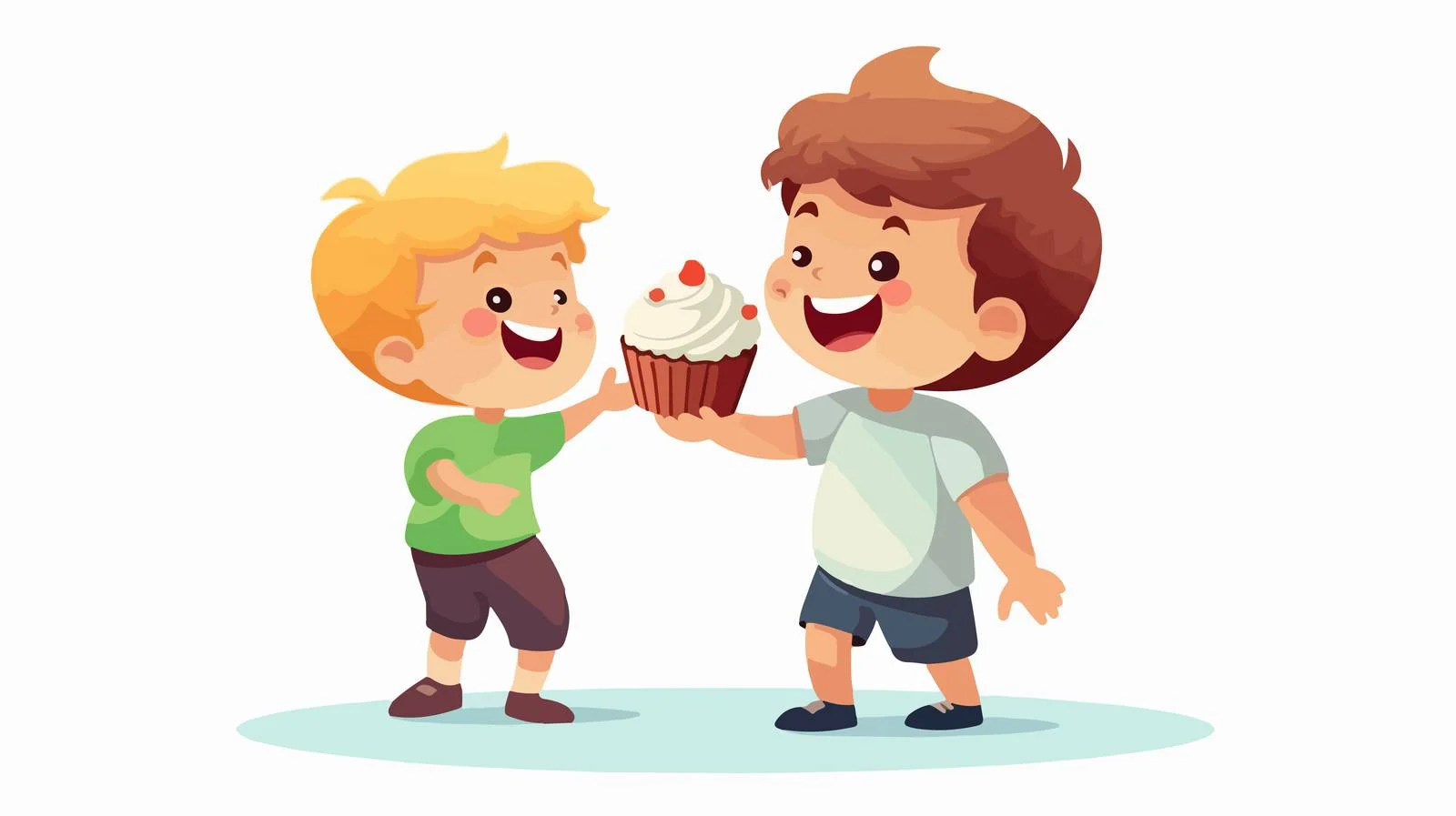 Kid Sharing Cupcake in Cartoon Vector — free download from Dotvec