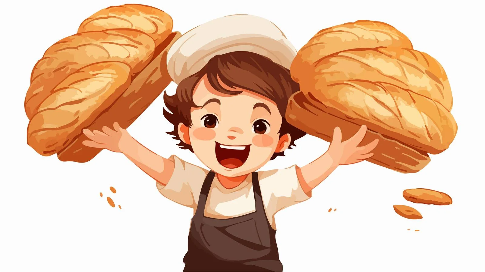 Cheerful Boy with Bread Cartoon Vector — free download from Dotvec