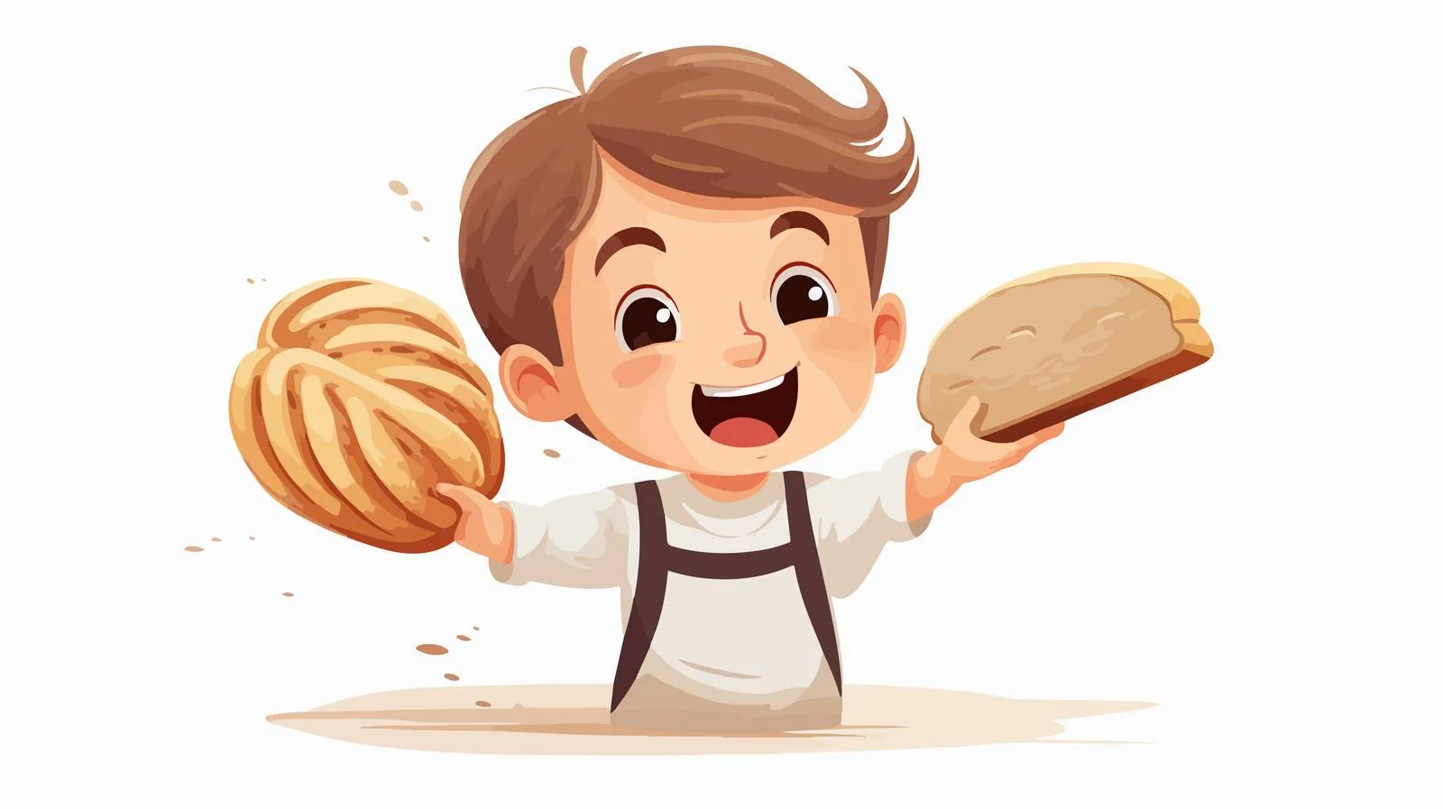 Joyful Boy with Cartoon Bread — free download from Dotvec