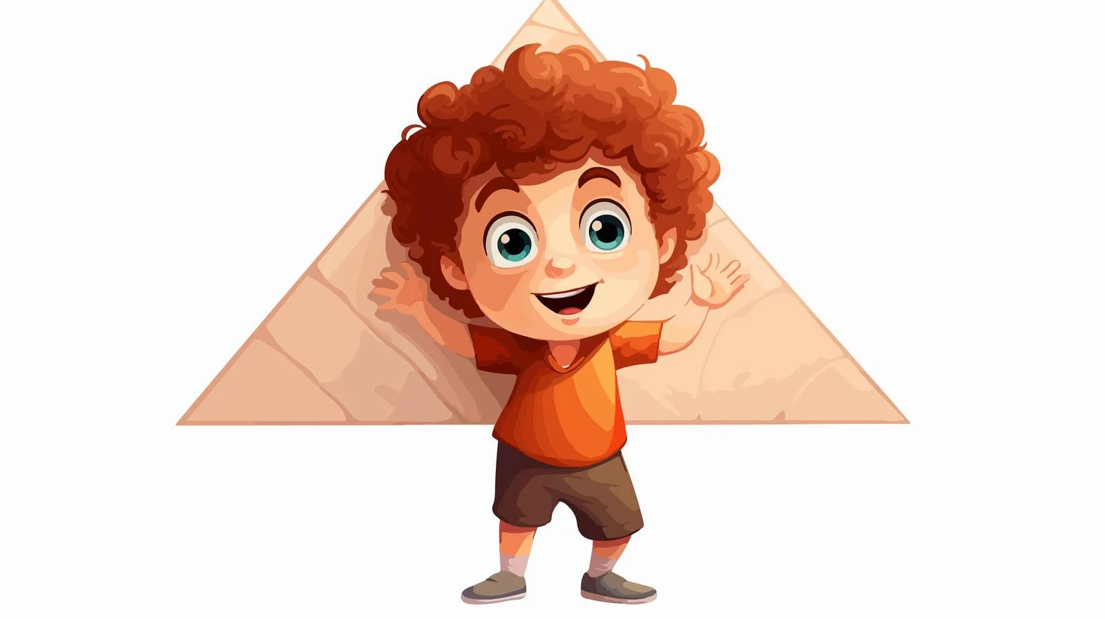 Cheerful Kid with Triangle Shape Cartoon — free download from Dotvec