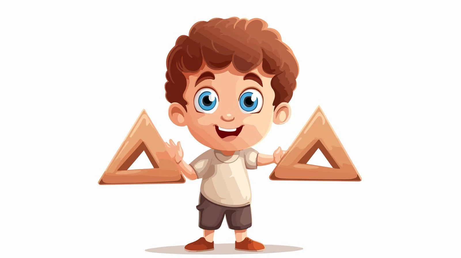 Cheerful Kid with Triangle Shape Cartoon — free download from Dotvec
