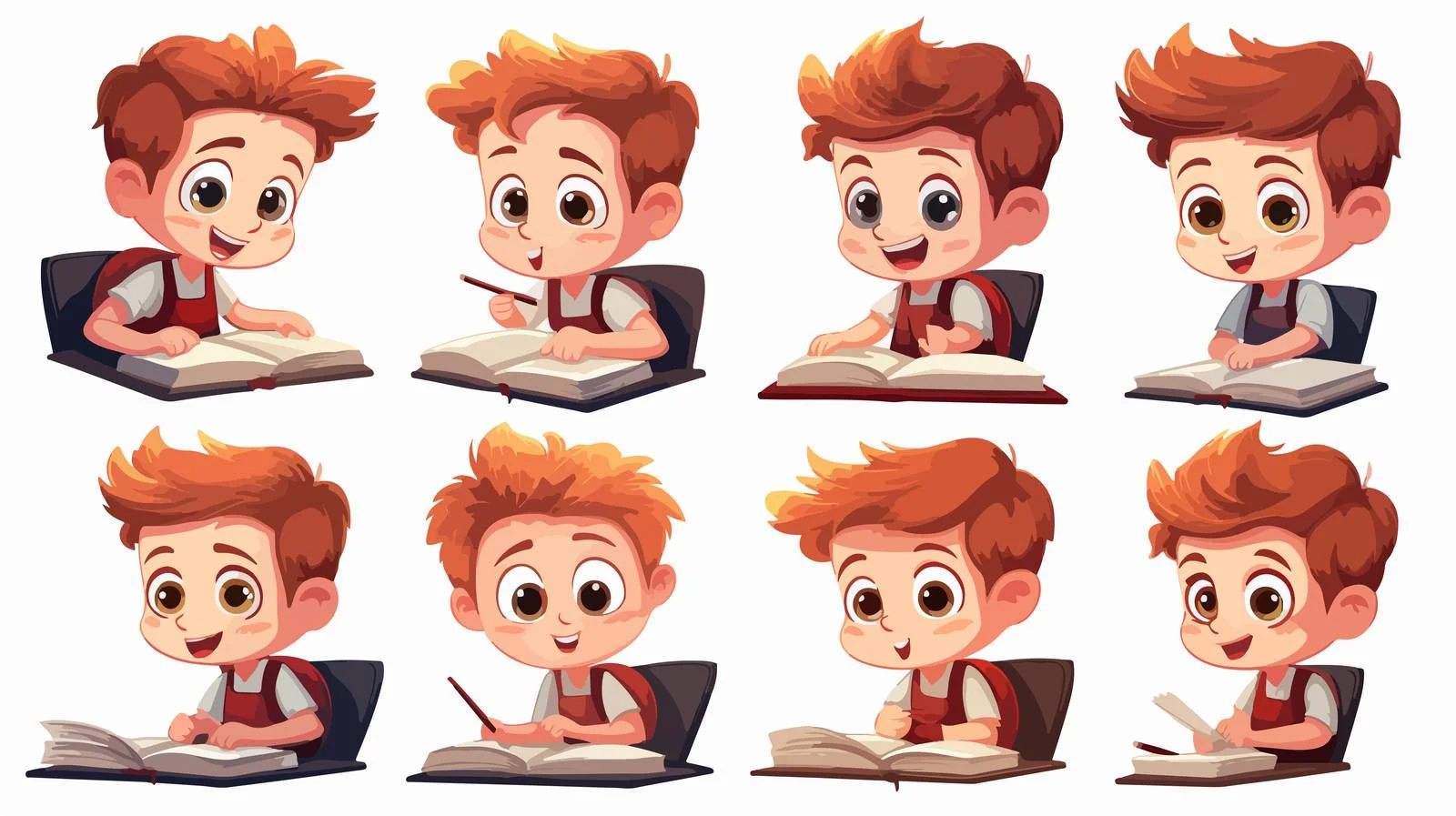 Adorable Schoolboy Studying Cartoon Illustration — free download from Dotvec