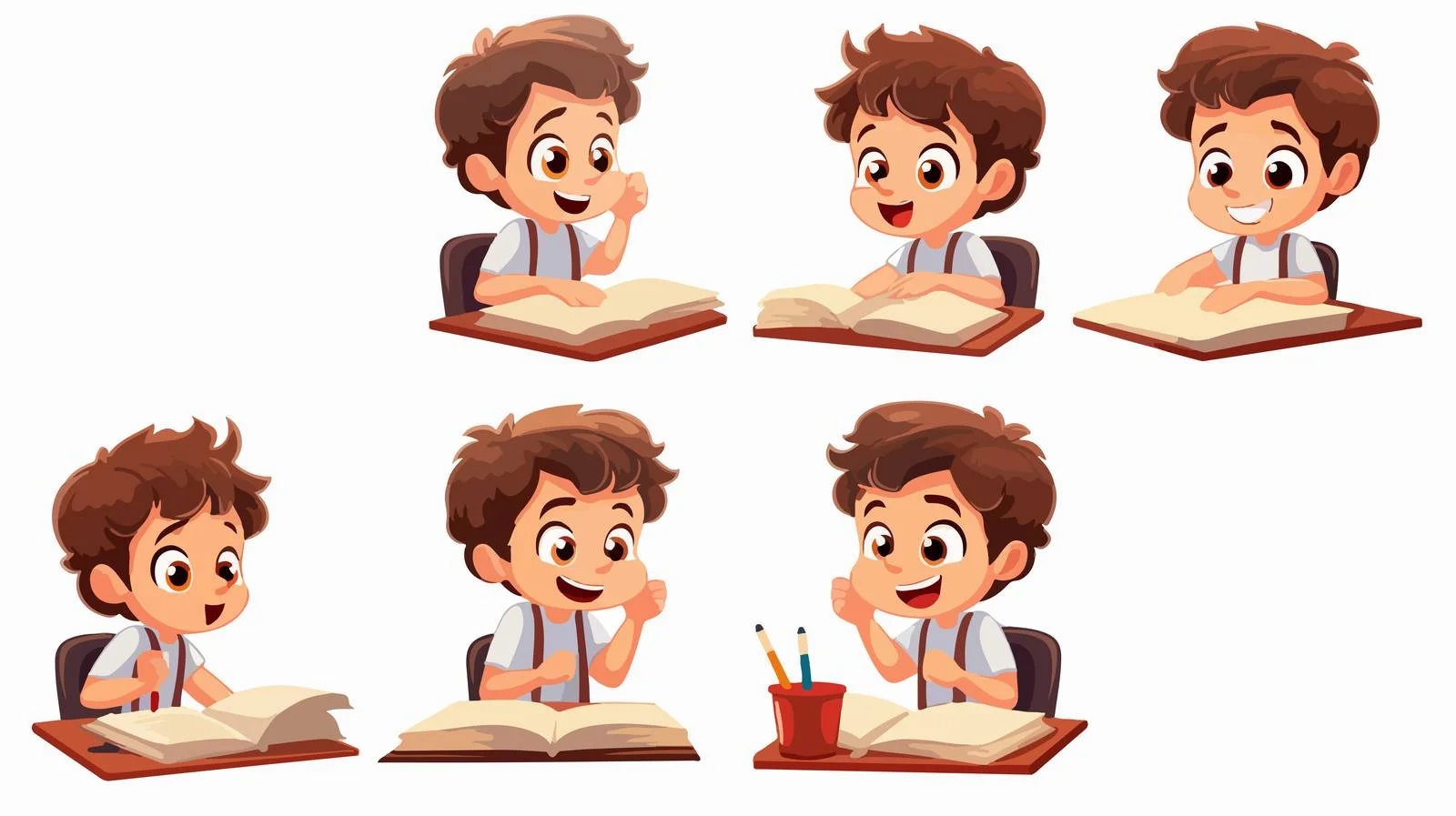 Schoolboy Learning Cartoon Vector Illustration — free download from Dotvec