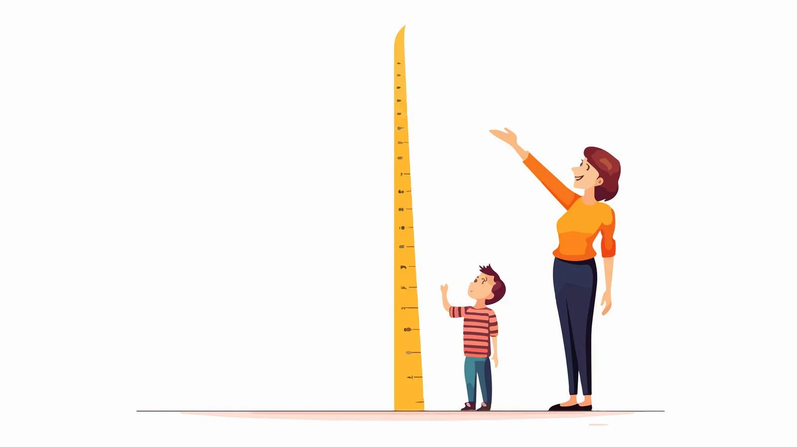 Child Measuring Height with Mom Cartoon — free download from Dotvec