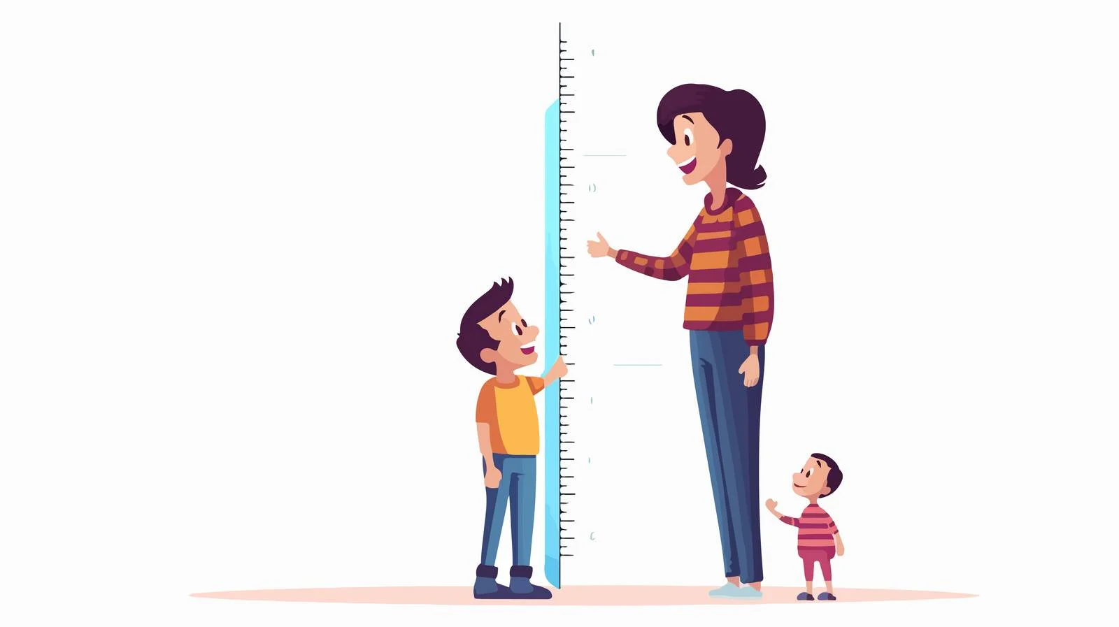 Happy Kid Measuring Height with Mom Cartoon — free download from Dotvec