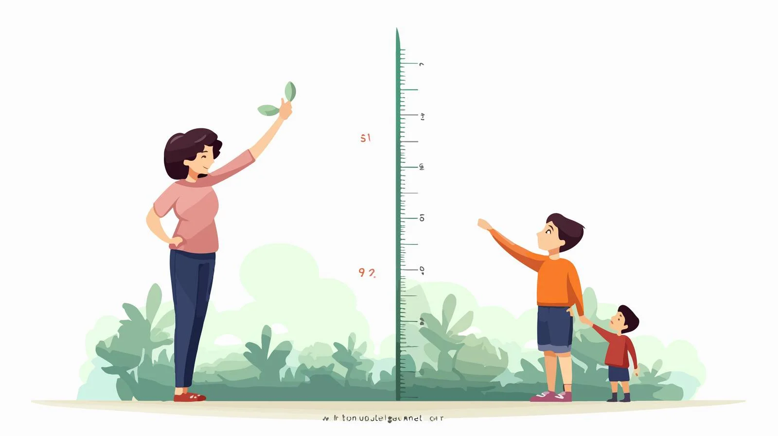 Child Height Measurement with Mother Cartoon — free download from Dotvec