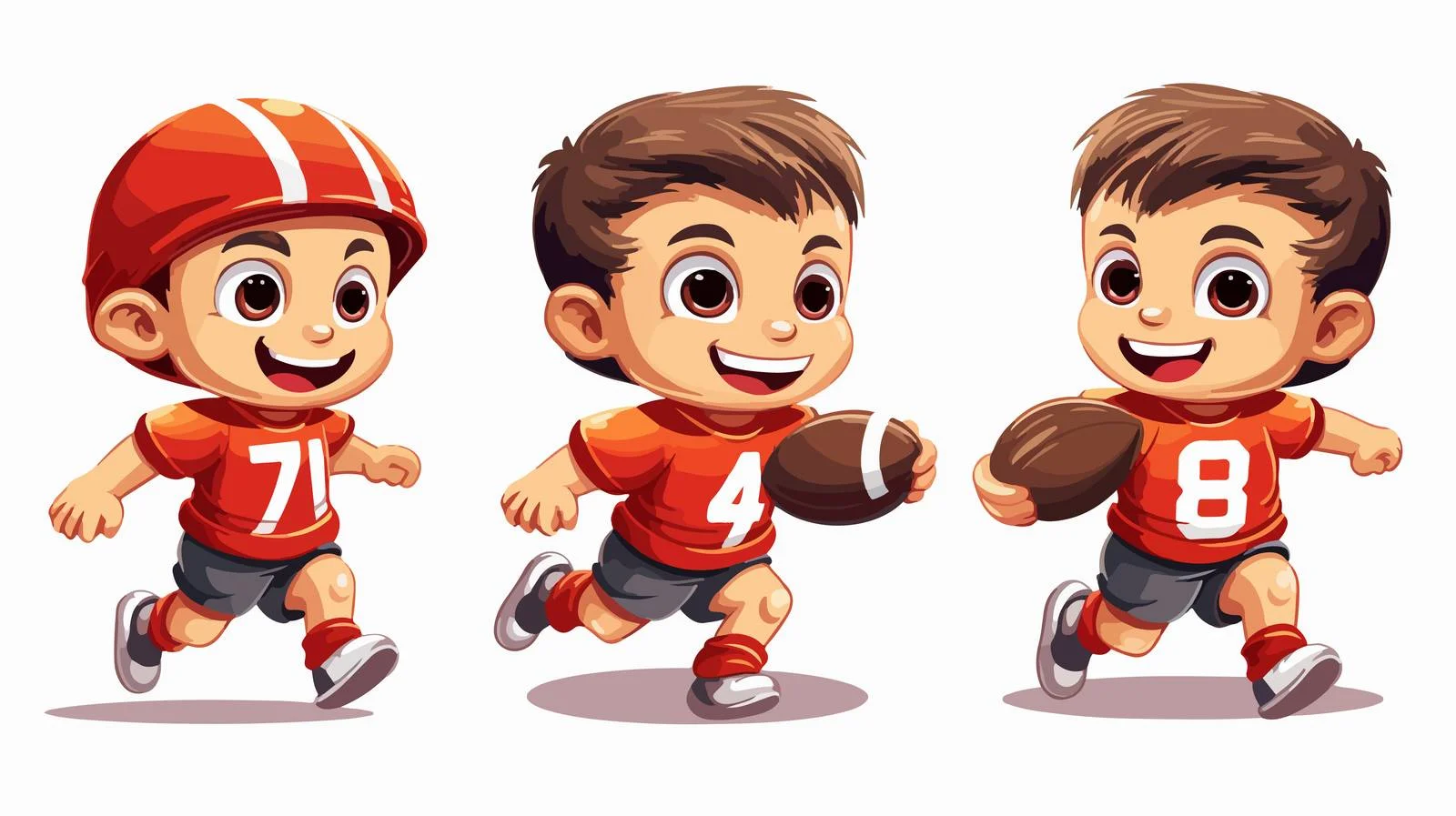 Cheerful Kid Playing American Football Cartoon — free download from Dotvec