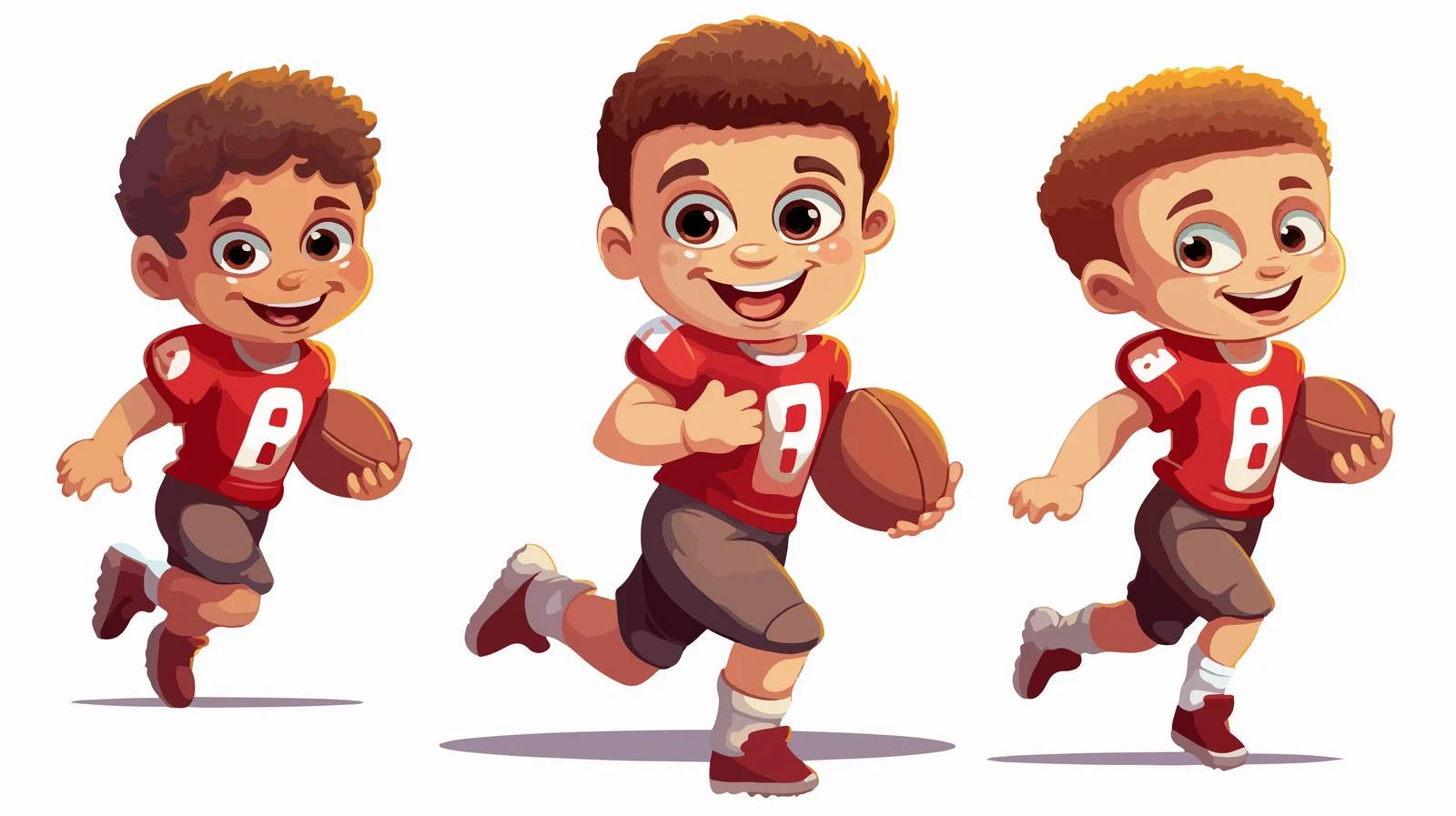 Young Boy Playing American Football Cartoon — free download from Dotvec