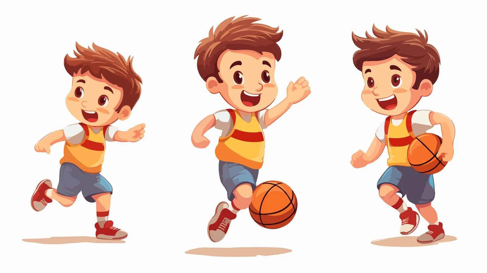 Cheerful Kid Playing Basketball Cartoon — free download from Dotvec
