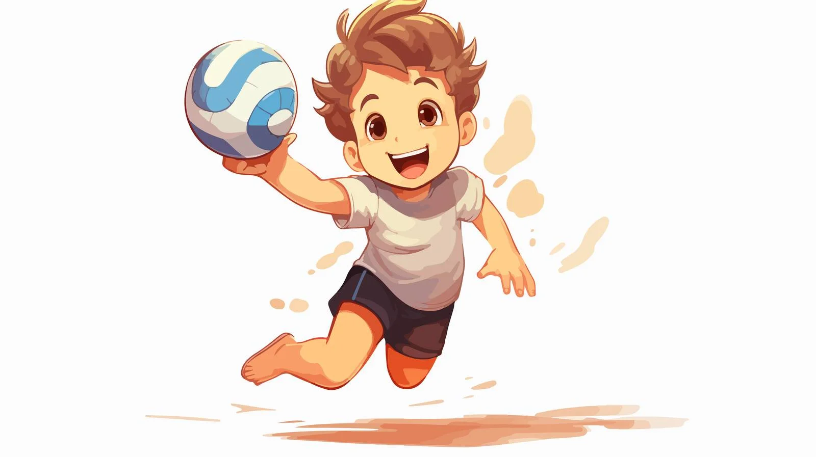 Cheerful Kid Playing Volleyball Cartoon — free download from Dotvec