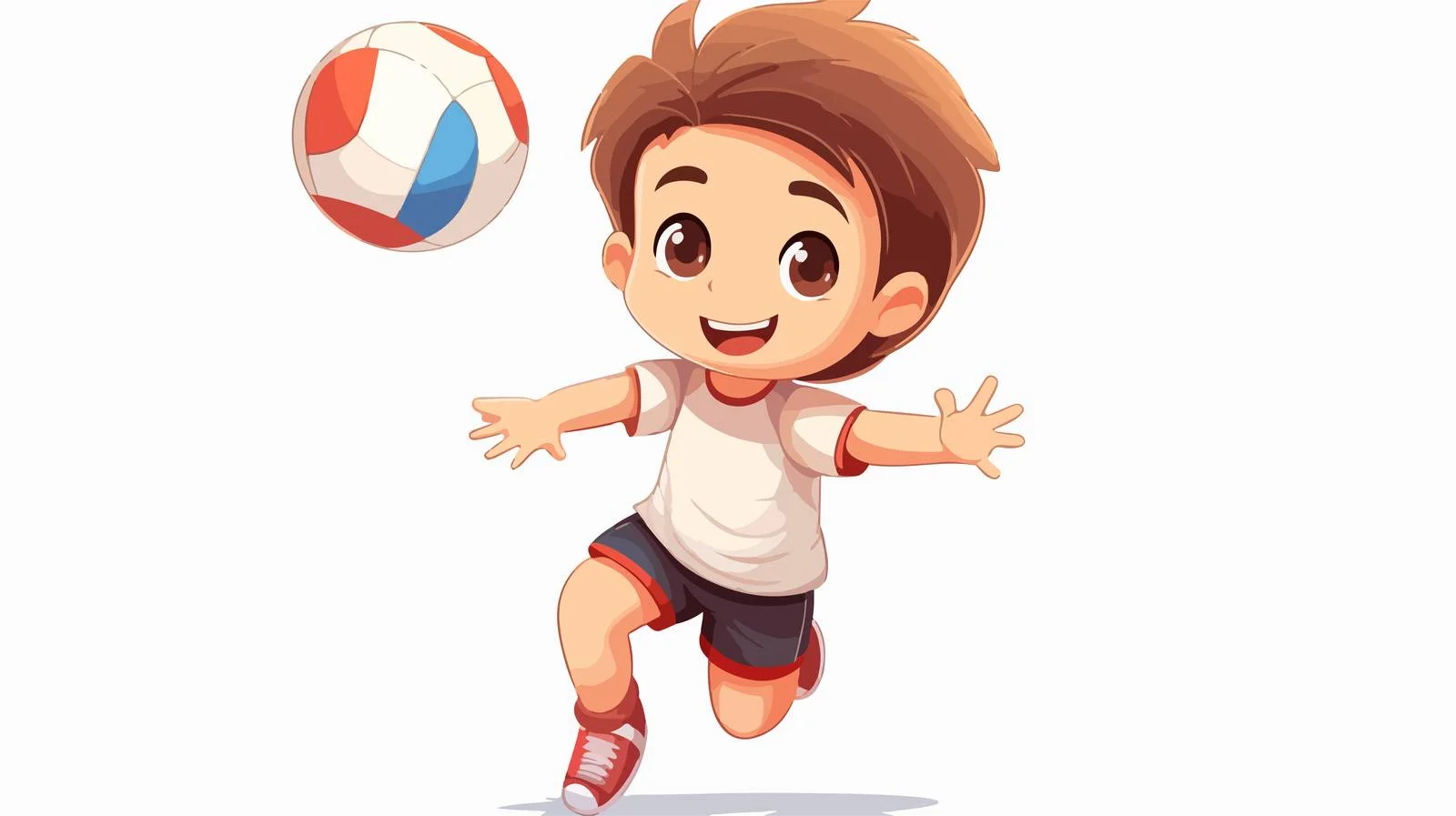 Cheerful Kid Playing Volleyball Cartoon Illustration — free download from Dotvec