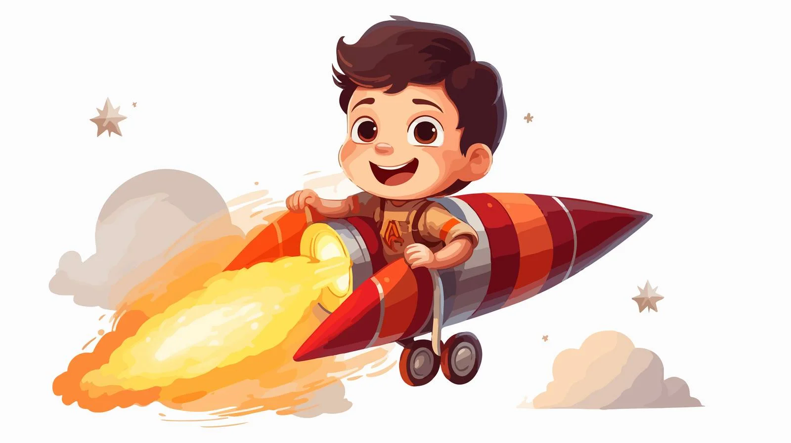 Boy Riding Rocket to Success Cartoon — free download from Dotvec