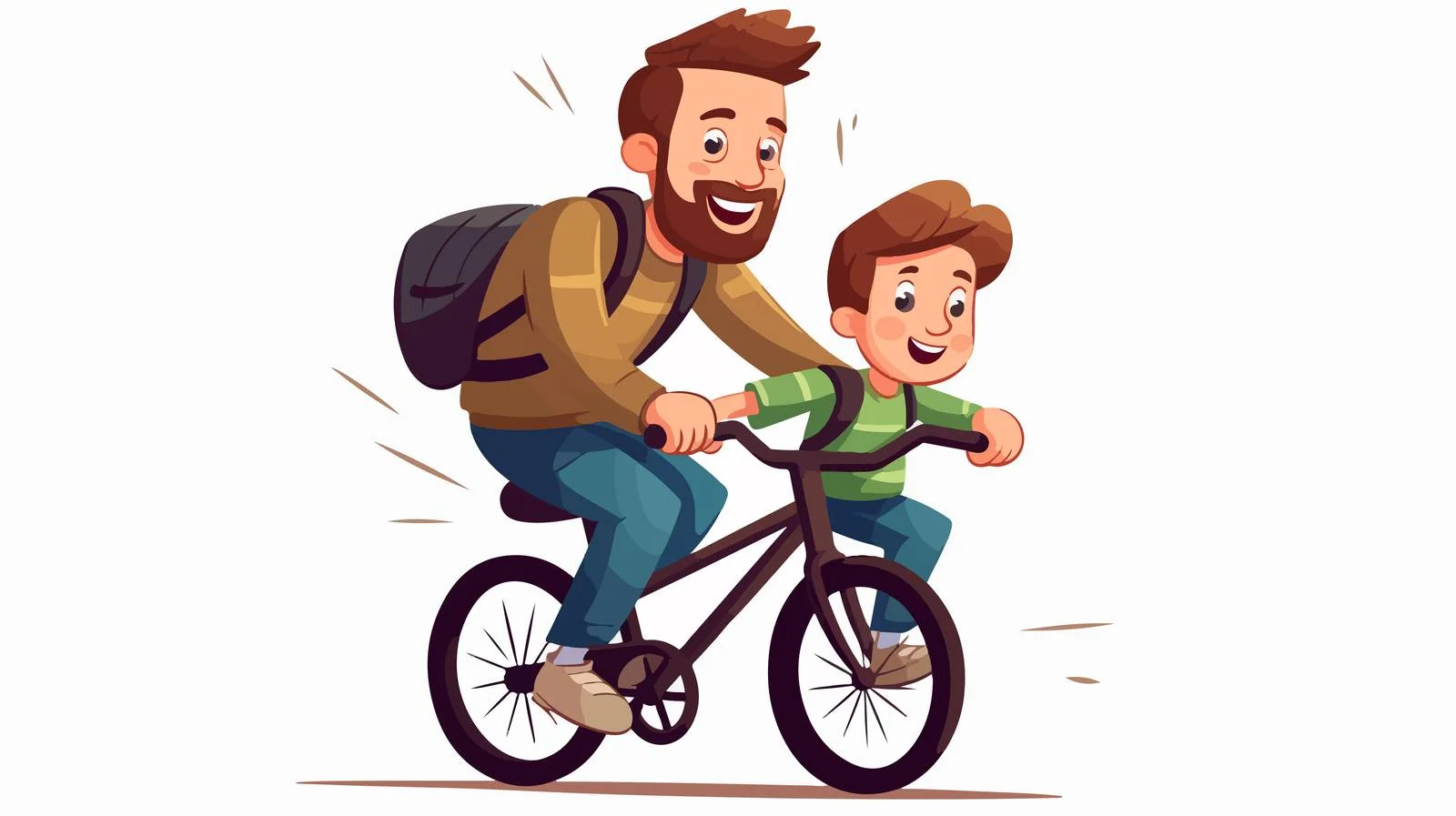 Joyful Kid and Dad Cycling Together — free download from Dotvec